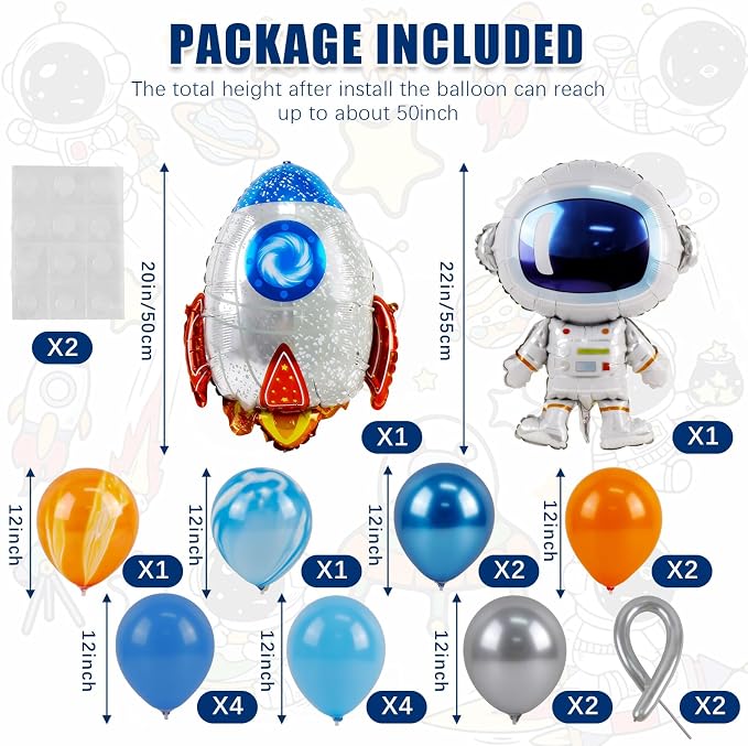Astronaut Balloons Table Centerpiece 2 Sets Outer Space Balloon Stands | Party - Image 2