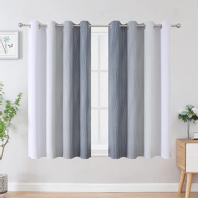 Grayish White and Grey Blackout Curtains - Image 2