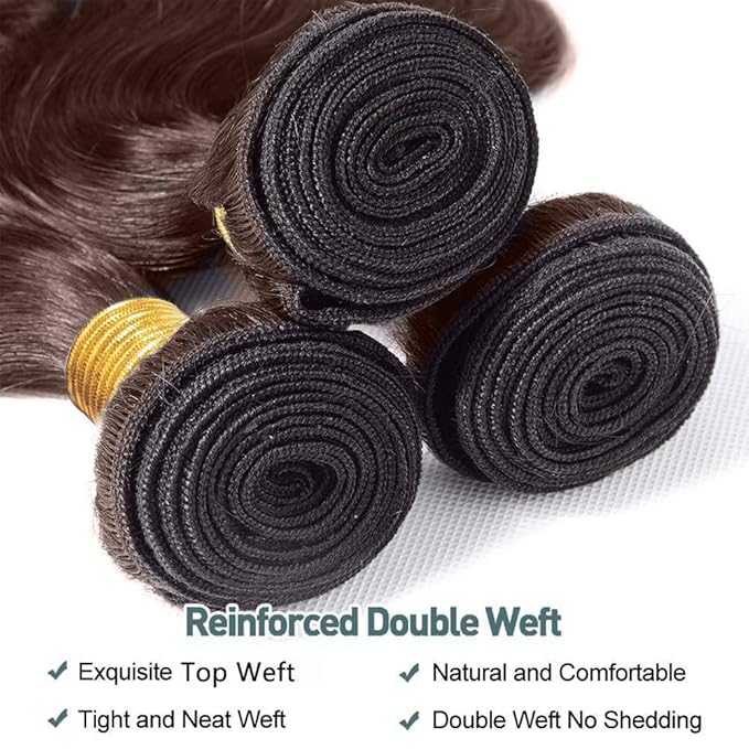 32 32 32 Inch Dark Brown Water Wave Bundles Human Hair Color 4 Bundles Niegmeag Virgin Remy Hair Extensions Double Weft Color 4 Wet and Wavy Bundle Hair Weave