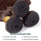 Chocolate Brown Bundles Human Hair Color 4 Water Wave Bundle Brazilian Virgin Remy Hair 3 Bundles 20 22 24 Inch Niegmeag Double Weft Dark Brown Wet and Wavy Bundle Hair Weave 300g