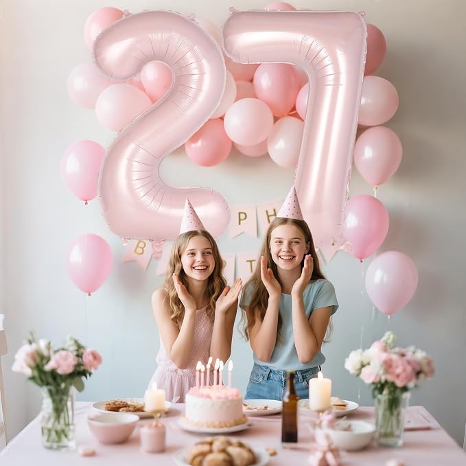 Light Pink Number 7 Balloon, 40 Inch Giant Mylar Number Balloons, Large Foil - Image 6