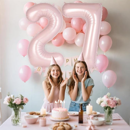 Light Pink Number 7 Balloon, 40 Inch Giant Mylar Number Balloons, Large Foil - Image 6