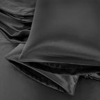 Aormenzy Black Satin Pillowcase for Hair and Skin, Satin Pillow Cases for Women Standard Size Set of 2 with Envelope Closure Silky Pillow Covers Wrinkle, Fade Resistant (20x26 Inches)