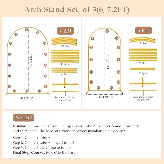 2 Pack Metal Arch Backdrop Stand Balloon Arbor Frame | Party Arch Stands - Image 8