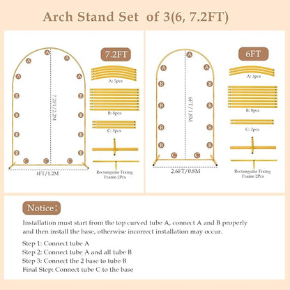 2 Pack Metal Arch Backdrop Stand Balloon Arbor Frame | Party Arch Stands - Image 8