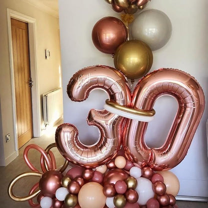 Rose Gold 30 Number Balloons, 40 Inch Big Giant Jumbo 30 Balloon Numbers Rose - Image 3