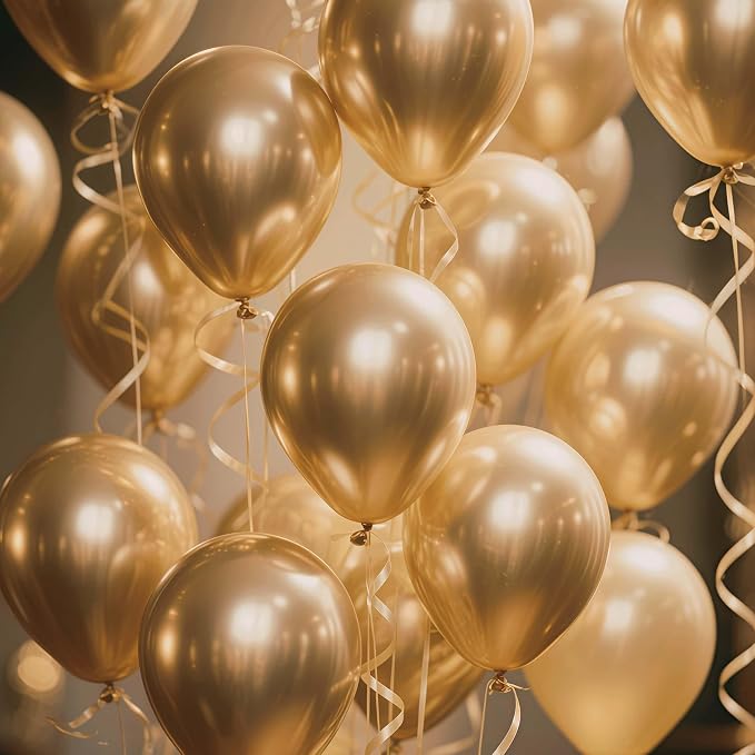 300 Pcs Gold Metallic Chrome Balloons 12 inch Gold Helium Party Balloon - Image 4