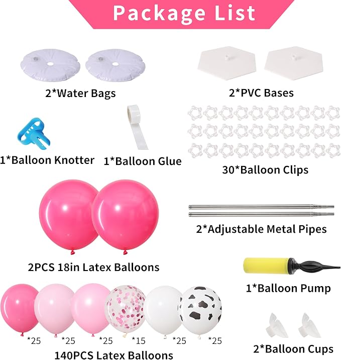 Dusty Pink Cow Balloon Column Stand Kit Set of 2 - Image 3