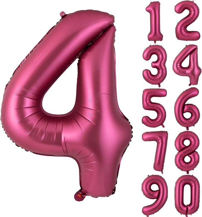 Number 4 Balloons 40 Inch Wine Red Burgundy Foil Number Balloon 4 | Wine Red by Yeodong