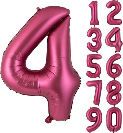 Number 4 Balloons 40 Inch Wine Red Burgundy Foil Number Balloon 4 | Wine Red by Yeodong