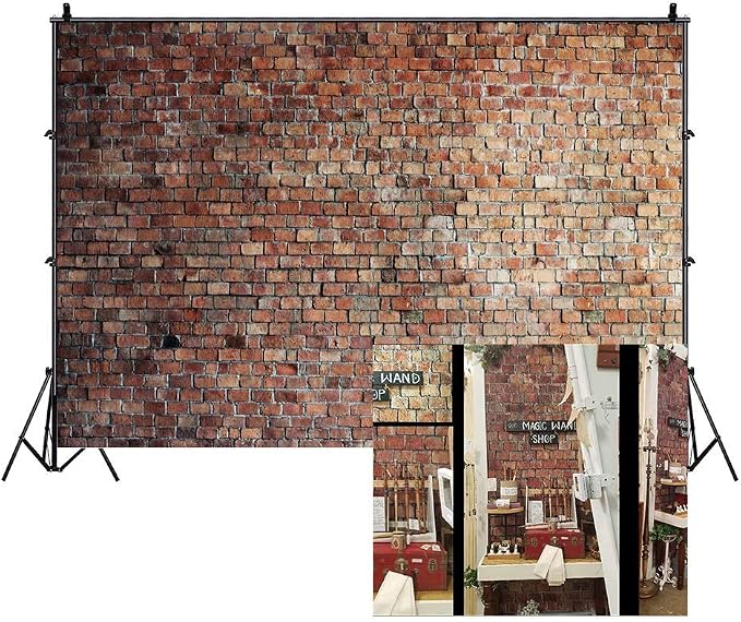 12x8ft Vintage Red Brick Wall Backdrop by Unknown