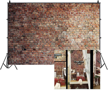 Vintage Red Brick Wall Backdrop by Unknown