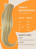 DOORES Human Hair Extensions Tape in Remy Balayage Light Blonde Highlighted Golden Blonde 22 Inch Tape in Hair Extensions 50g Straight Real Natural Hair Extensions 20pcs