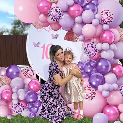 Pink and Purple Confetti Balloons 50 Pcs 12 Inch | Rainbow Unicorn Princess - Image 6