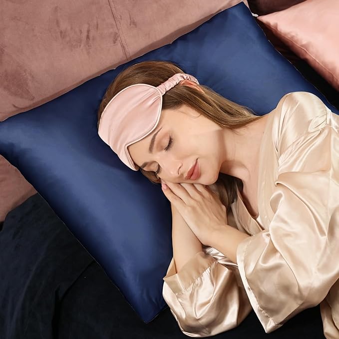 Adubor 100% Silk Pillowcase - Mulberry Silk Pillow Cases, 23 Momme 6A Grade Fibers, Silk Pillow Case for Hair and Skin Health, with Hidden Zipper (Queen 20''x30'', Navy Blue, 1PC)