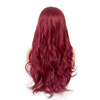 Baruisi Long Curly Wavy Wine Red Wigs for Women Side Part Natural Looking Cosplay Synthetic Fiber Wig Heat Resistant Replacement Wig