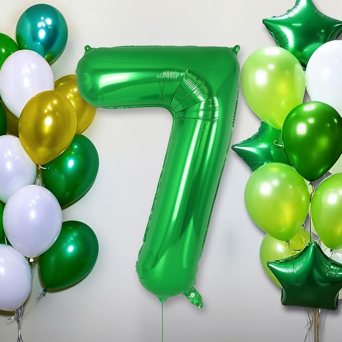 Dark Green Number 7 Balloon 40 Inch, Big Large Foil Helium Number Balloons - Image 4