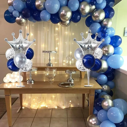 TONIFUL Table Centerpiece Balloons Stand Kit Include Blue Silver Latex Confetti - Image 5