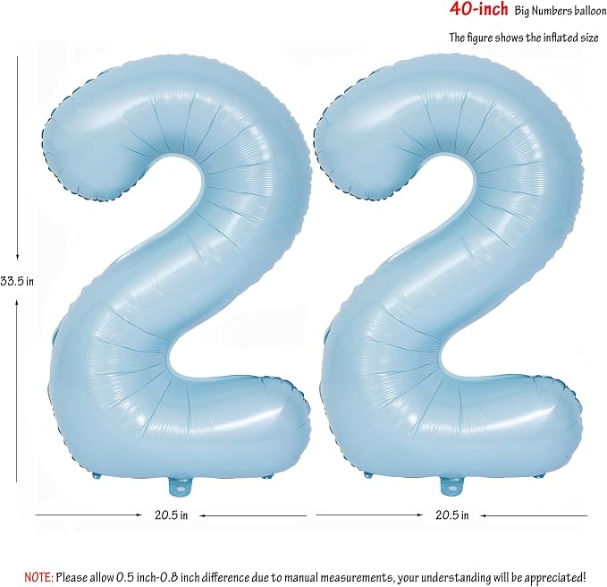 40 In Matte Blue Number Balloons Helium Foil Mylar Balloon Party Digital 22 | - Image 2