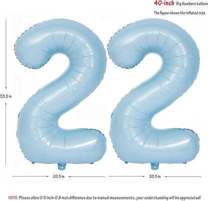 40 In Matte Blue Number Balloons Helium Foil Mylar Balloon Party Digital 22 | - Image 2