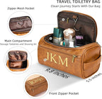 Personalized Toiletry Bag for Men, Engraved Name Initials Toiletry Bag, Customized Monogram Travel Shaving Dopp Kit for Groomsmen, Gift for Christmas, Birthday, Dad, Husband (Dark Coffee)