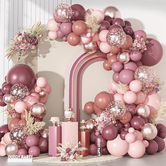 Ouddy Party Dusty Rose Pink Balloons Garland Arch Kit 18 12 10 5 Inch | by OuddyParty