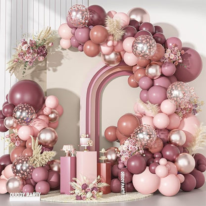 Ouddy Party Dusty Rose Pink Balloons Garland Arch Kit 18 12 10 5 Inch | by OuddyParty