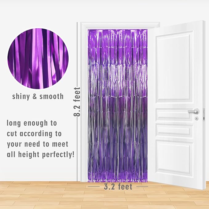 GOER 6.4 ft x 8.2 ft Metallic Tinsel Foil Fringe Curtains, Graduation and New - Image 3