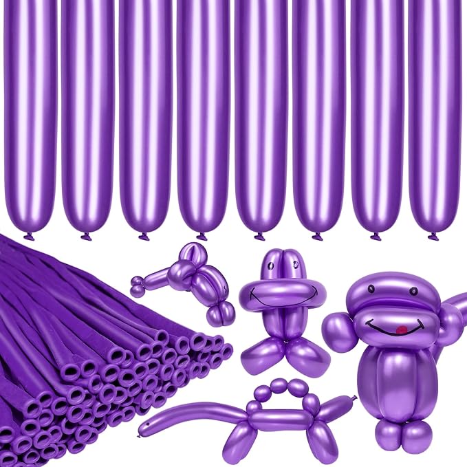 LXZFCRG 260 Long Balloons, Shiny Metallic Latex Twisting Balloon by LXZFCRG