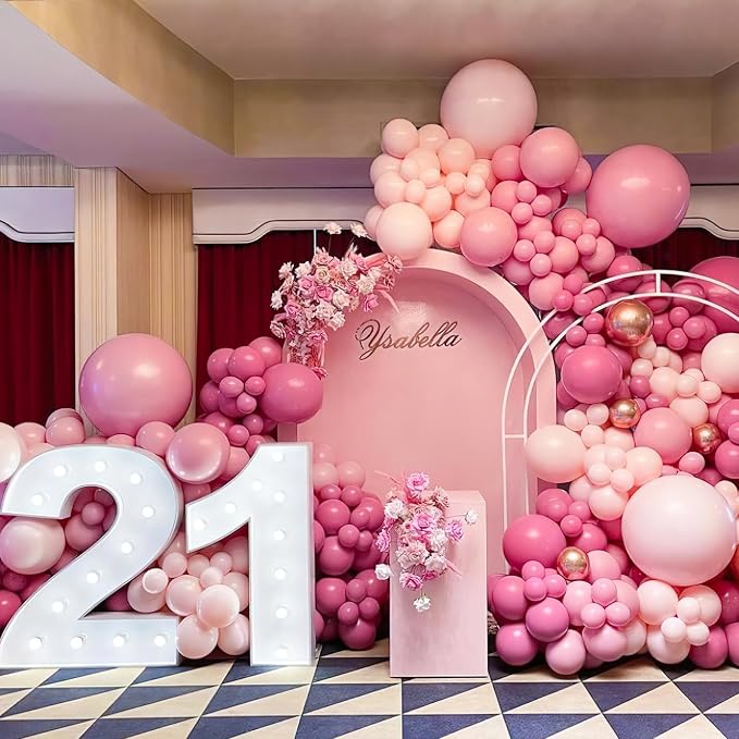 PartyWoo Mauve Dusty Balloons 50pcs Blush Pink Rose Latex Helium Balloons | 12 - Image 5