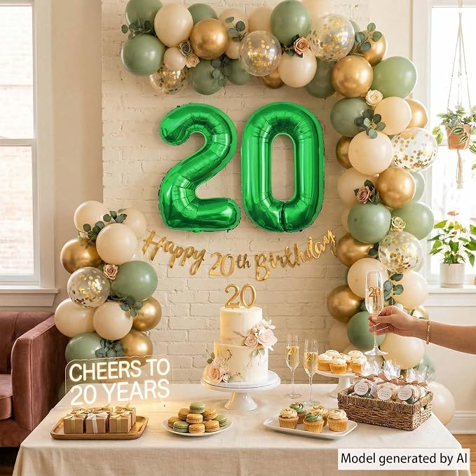 Green Number 0 Balloon 40 Inch, Shiny Foil Numeral - Image 3
