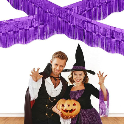 LOLStar Purple Foil Fringe Tinsel Garland, Tinsel Streamers Banner, 6 Pack | - Image 7
