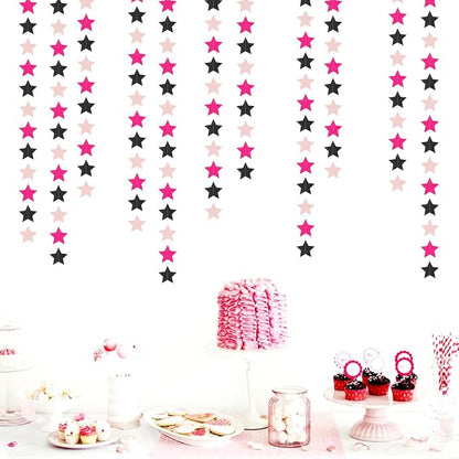 Hot-Pink Black Birthday Party-Decorations Garland - 62ft Twinkle Little Star - Image 4