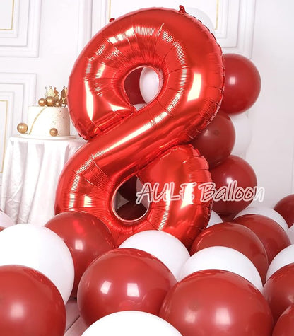 AULE 40 Inch Red 8 Balloon Number Foil 0-9 Birthday Big Numbers | Birthday - Image 4