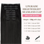 GOO GOO Clip in Hair Extensions Real Human Hair, Remy Human Hair Extensions Clip ins for Women, Natural Human Hair, 18inch 170g 9Pcs, #1B Natural Black