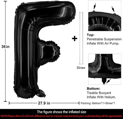 Lovoir 40 Inch Large Black Letter F Balloons Big Size Jumbo Mylar Foil Helium - Image 2