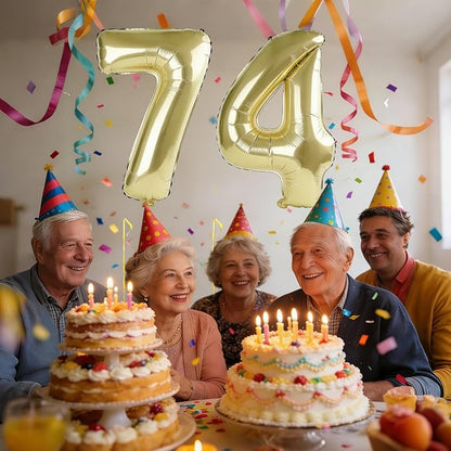 40 Inch Number 74 Balloons for 74th Birthday Party Decorations, 0-100 Champagne - Image 2