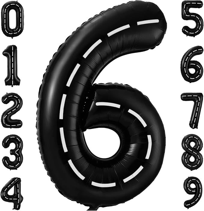 Race Car Number 6 Balloon, 40 Inch, Birthday Party Decoration by BBPOOL