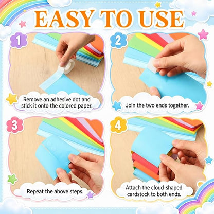 Fanfanwin 241 Pcs Rainbow Ceiling Decoration, 3D Hanging Rainbow Cloud Paper - Image 4