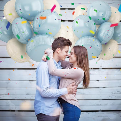 20PCS Round Shaped Balloons, 18 Inch Round Foil Balloon, Retro Dusty Blue Cream - Image 5
