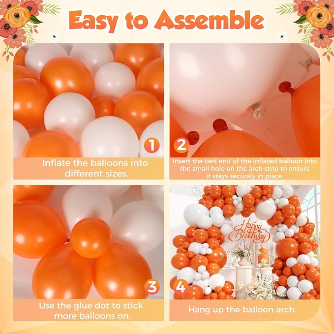 Orange and White Balloons Arch Kit 144pcs - Image 3