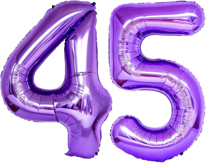 Number 45 Purple Balloons 40 Inch Giant Purple Foil 45 Helium Balloons by LHOAVWE