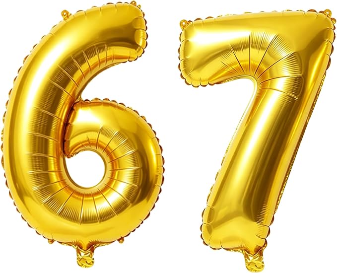 40 Inch Number 67 Balloons for 67th Birthday Party Decorations, 0-100 Gold by FOBELEC