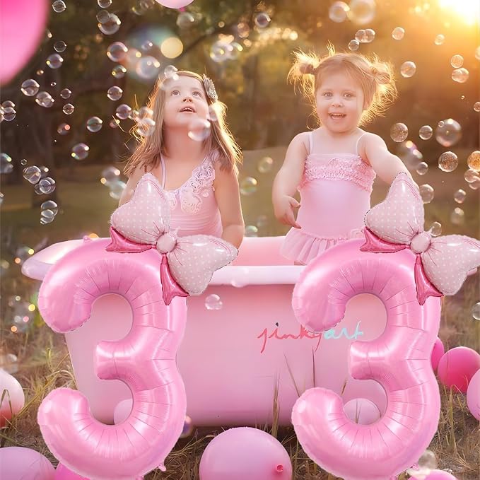 40 inch Number 8 Balloon with Bow Pink Happy Birthday Jumbo Number Balloon - Image 5