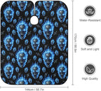 Full Coverage Hair Styling Cape, Blue Fire Flame Skull Professional Hair Cutting Apron Haircuting Salon Cape Gown for Barbers