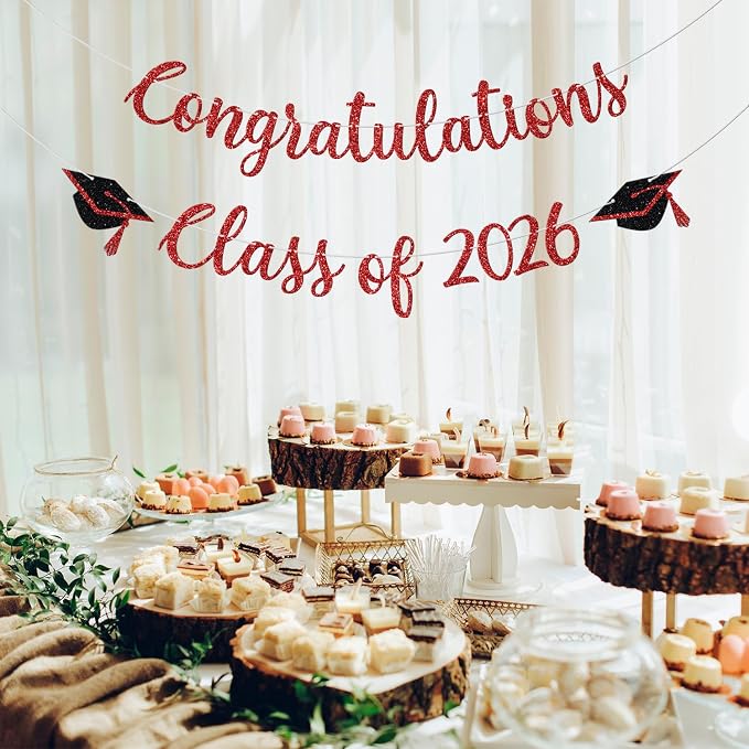 Congratulations Class of 2026 Banner, Congrats Grad Party Decor, 2026 - Image 2