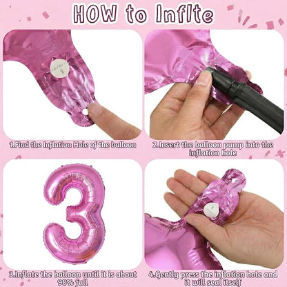 Pink Number 3 Balloon 40 Inch, Lustrous Foil Digit - Image 5