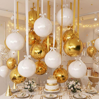 Jenaai 30 Set Graduation Foil Balloons Bulk 22 Inch 4d White and Gold Metallic - Image 8
