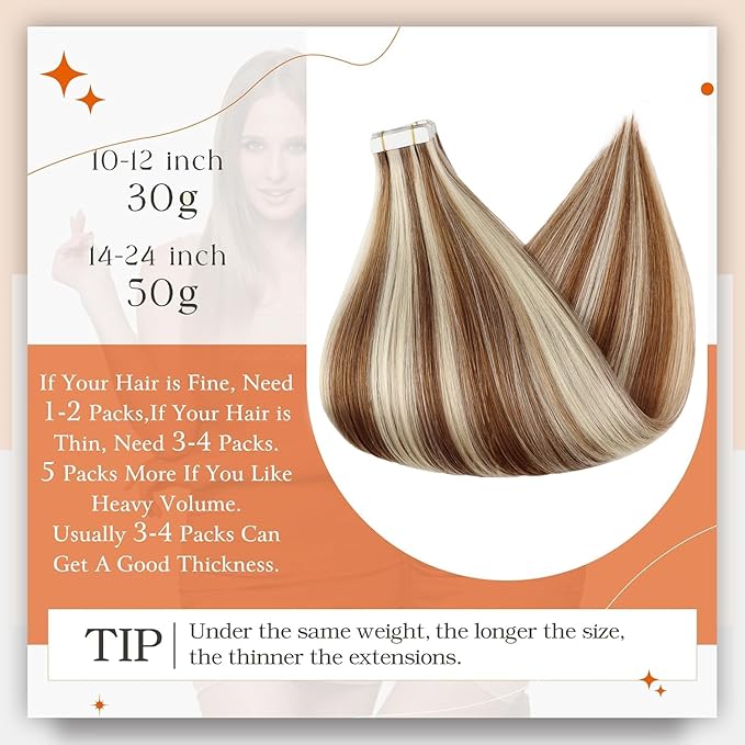 Full Shine Tape in Hair Extensions Color 330P800 Blonde Hair Extensions Real Human Hair Tape in 22 Inch Invisible Tape ins Human Hair Extension Double Sided Human Hair 50Gram 20Pcs Add Length