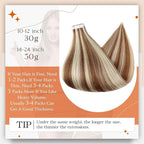 Full Shine Seamless Tape in Hair Extensions Color 330 Auburn Highlight Blonde Human Hair Extensions Tape in 18 Inch Invisible Tapes in Extensions Add Length for Women 50Gram 20Pcs Double Sided Tapes